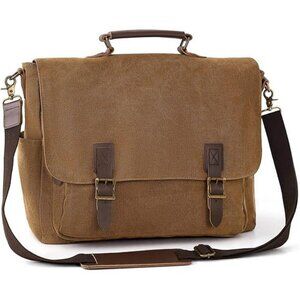 Mens Leather Messenger Shoulder Computer Briefcase Bag, Large